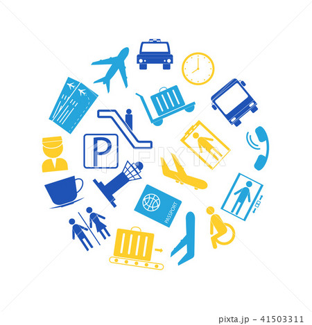 Cartoon Silhouette Airport Round Design Template. Vector 41503311