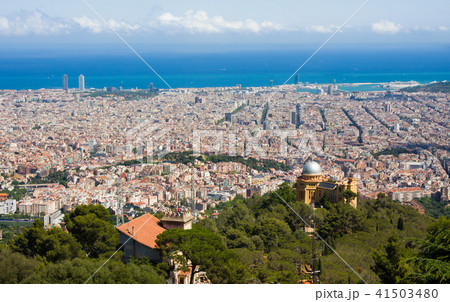 Panoramic view of Barcelona from Tibidabo, Spain 41503480