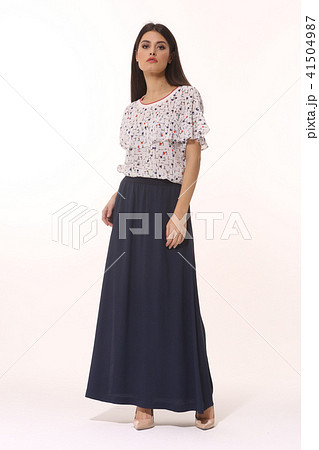 fashion model girl posing in designer clothes high heels stiletto shoes 41504987