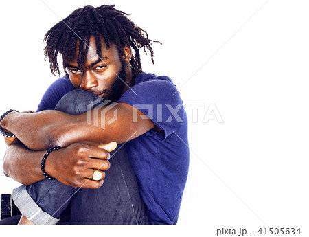 young handsome afro american boy stylish hipster gesturing emoti 41505634