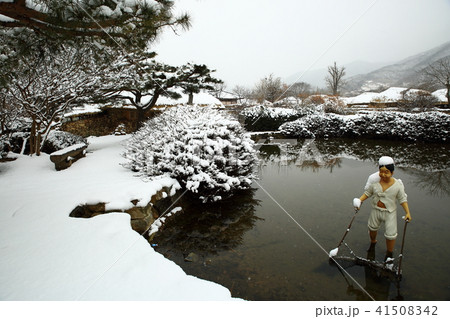 雪景色 風景 池 41508342