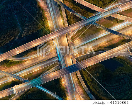 インターチェンジの空撮夜景 41510362