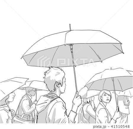 People with rain coats and umbrellas in Japan 41510548