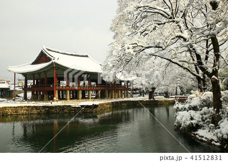 広寒楼 池 雪景色 41512831