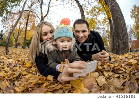 happy family in autumn park 41516183