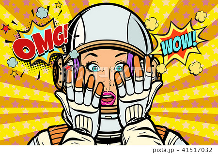 OMG wow pop art woman astronaut 41517032