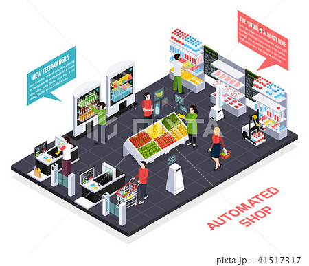 Automated Shop Isometric Composition Automated Shop Isometric Composition 41517317