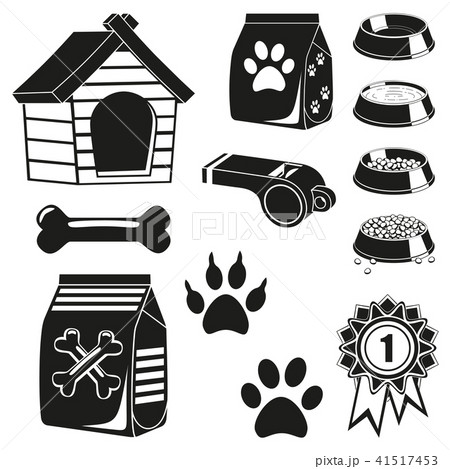 13 black and white pet care elements silhouette set 41517453