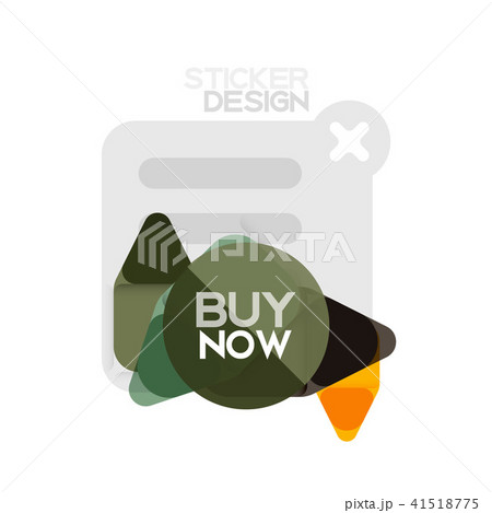 Flat design triangle arrow shape geometric sticker icon, paper style design with buy now sample text Flat design triangle arrow shape geometric sticker icon, paper style design with buy now sample text 41518775
