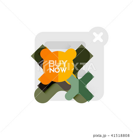 Flat design cross shape geometric sticker icon, paper style design with buy now sample text, for Flat design cross shape geometric sticker icon, paper style design with buy now sample text, for 41518808