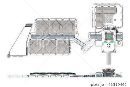 東京ビッグサイト正面図俯瞰図のイラスト素材