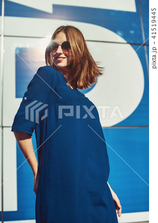 dancing woman on the blue background 41519445