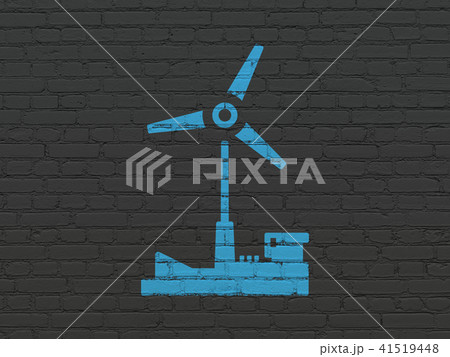 Industry concept: Windmill on wall background Industry concept: Windmill on wall background 41519448