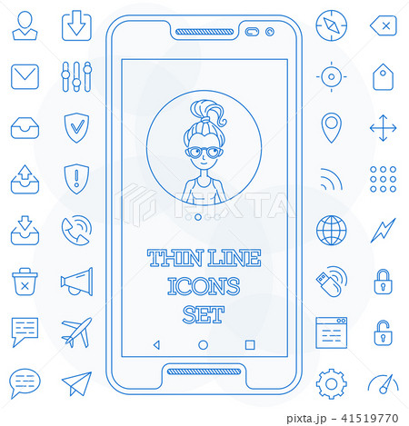 Thin line icons set basic 41519770