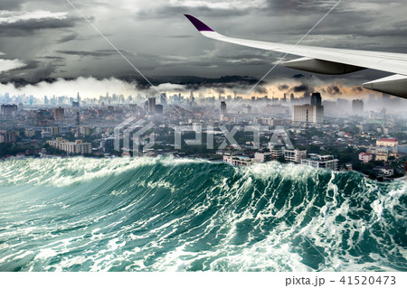 Nature disaster destroyed by Tsunami wave  41520473