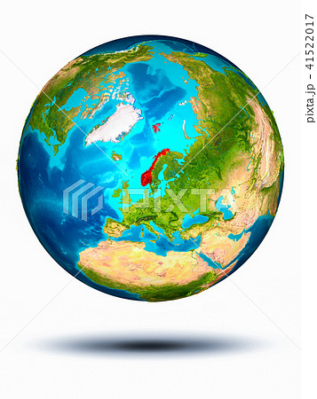 Norway on Earth with white background 41522017