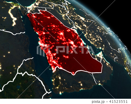 Saudi Arabia in red at night 41523551