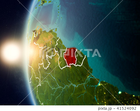 Sunset above Suriname from space 41524092