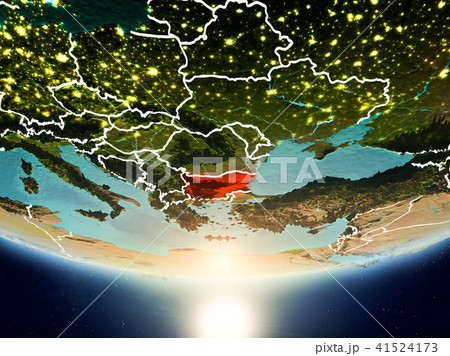 Bulgaria with sun on planet Earth 41524173