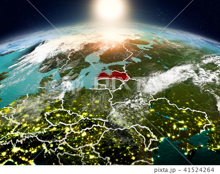 Latvia in sunrise from orbit 41524264