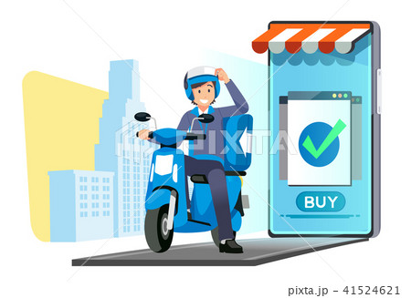 quick shipping a parcel around city by motorcycle. 41524621