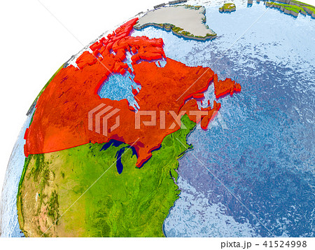 Map of Canada in red on globe Map of Canada in red on globe 41524998