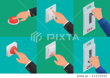 Set of realistic vector hands pressing buttons 41525042