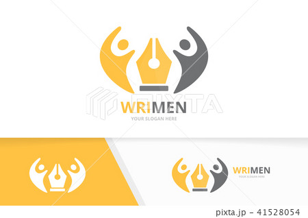 Vector pen and people logo combination. Write and family symbol or icon. Unique law and team Vector pen and people logo combination. Write and family symbol or icon. Unique law and team 41528054