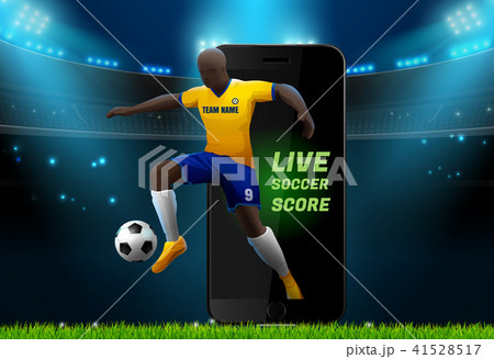 soccer player with field stadium and mobile live 41528517