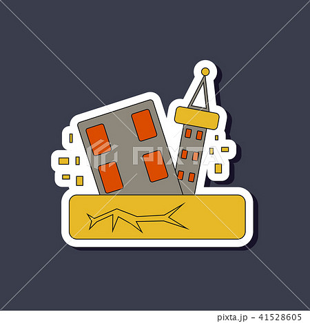 paper sticker on natural disaster earthquake house 41528605