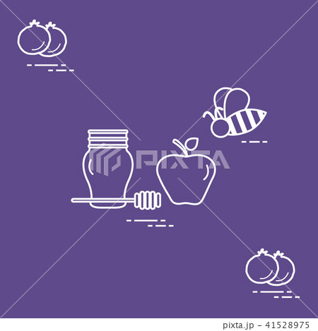 Apple in honey in Rosh Hashanah, pomegranate, bee 41528975