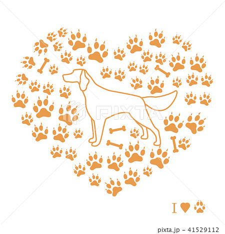 Setter silhouette on background of dog tracks and Setter silhouette on background of dog tracks and 41529112