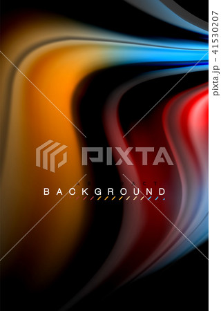 Fluid liquid colors design, colorful marble or plastic wavy texture background, glowing multicolored 41530207