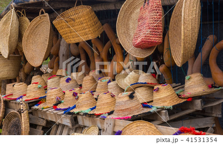 Craft hats, bags and souvenirs in Morocco market Craft hats, bags and souvenirs in Morocco market 41531354