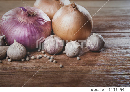 asian spice herb on wood table 41534944