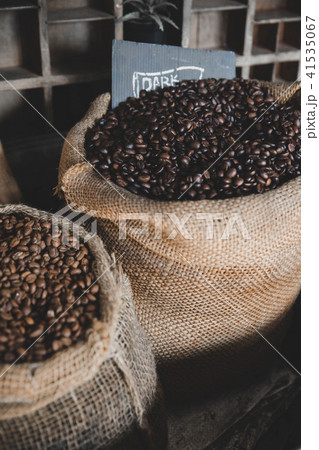 Coffee beans in vintage bag Coffee beans in vintage bag 41535067