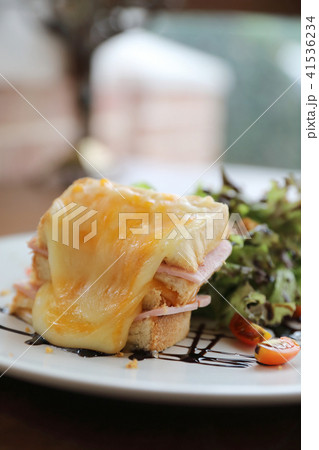 Ham cheese sandwich with salad on wood background Ham cheese sandwich with salad on wood background 41536234
