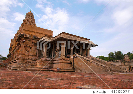 Flight of steps leading to pillared mandapa, Brihadisvara Temple, Tanjore, Tamil Nadu. View from Flight of steps leading to pillared mandapa, Brihadisvara Temple, Tanjore, Tamil Nadu. View from 41539077