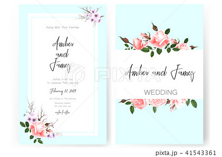 Save the date card, wedding invitation, greeting card with beautiful flowers and letters 41543361