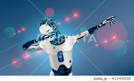 Robot or cyborg dabbing on party. Android in dab pose. Cybernetic man with artificial intelligence 41544026