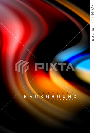 Fluid liquid colors design, colorful marble or plastic wavy texture background, glowing multicolored 41544027
