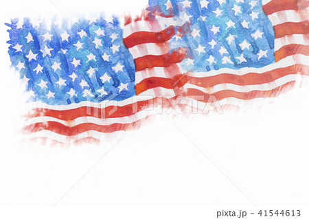 Flag of America, Hand-drawn, Watercolor painting. 41544613