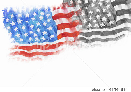 Flag of America, Hand-drawn, Watercolor painting. 41544614