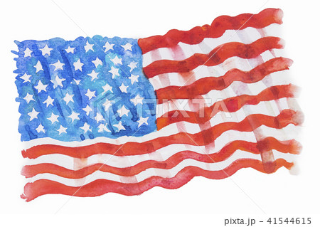 Flag of America, Hand-drawn, Watercolor painting. Flag of America, Hand-drawn, Watercolor painting. 41544615