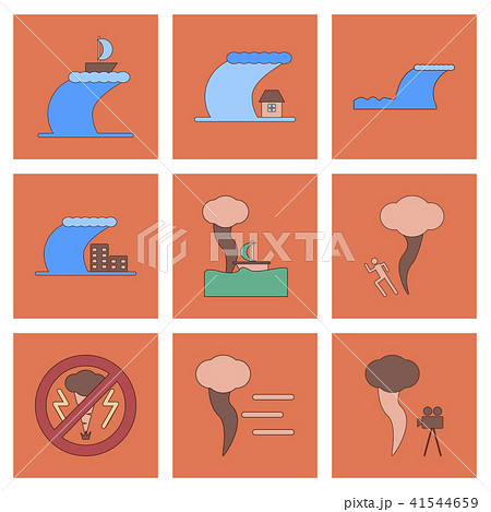 assembly icons nature disaster tsunami tornado 41544659
