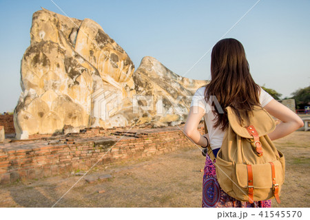 back view of female traveller 41545570
