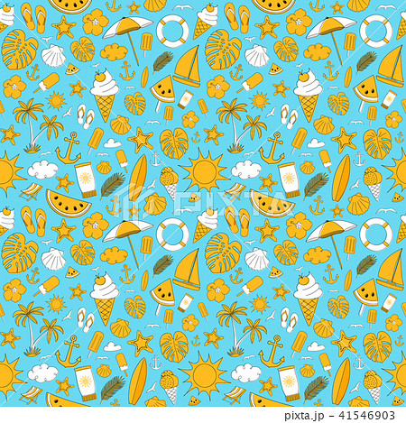 Summer Wallpaper With Colourful Icons Vector のイラスト素材