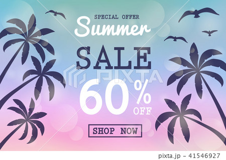 banner with tropical palms for Summer Sale. Vector 41546927