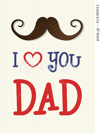 Father's Day card with mustache and wishes. Vector 41546941