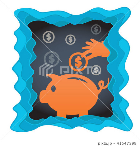 Piggy bank Abstract illustration with paper cut shapes Piggy bank Abstract illustration with paper cut shapes 41547599
